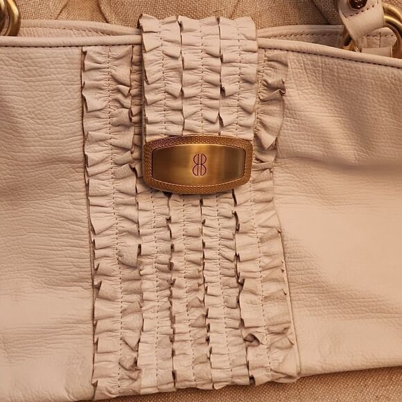 Bill Blass Off White Ruffled Shoulder Bag Purse - Picture 3 of 8